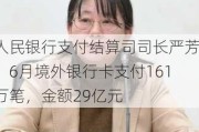 人民银行支付结算司司长严芳：6月境外银行卡支付161万笔，金额29亿元