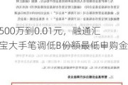 从500万到0.01元，融通汇财宝大手笔调低B份额最低申购金额