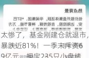 太惨了，基金刚建仓就退市，暴跌近81%！一季末斥资69亿元，押宝235只小盘绩差股，这只股巨亏近120亿元