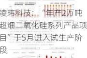 凌玮科技：“年产2万吨超细二氧化硅系列产品项目”于5月进入试生产阶段