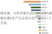 维生素：分析师表示2024年全球5家维生素E生产企业设计总产能约11.5万吨