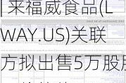 Form 144 | 来福威食品(LWAY.US)关联方拟出售5万股股份，价值约128万美元