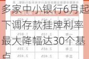 多家中小银行6月起下调存款挂牌利率 最大降幅达30个基点