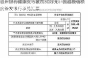 赣州银行健康支行被罚30万元：因超授信额度签发银行承兑汇票