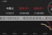 6月4日截至10时34分，南向资金净流入超50亿港元