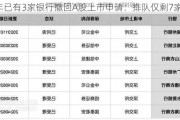 今年已有3家银行撤回A股上市申请：排队仅剩7家