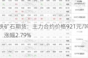 铁矿石期货：主力合约价格921元/吨，涨幅2.79%