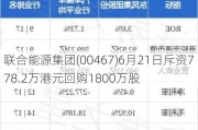 联合能源集团(00467)6月21日斥资778.2万港元回购1800万股