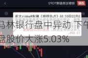 马林银行盘中异动 下午盘股价大涨5.03%