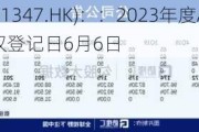 华虹半导体(01347.HK)：：2023年度A股权益分派10派1.5元 股权登记日6月6日