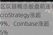 区块链概念股盘前走高：MicroStrategy涨超9%，Coinbase涨超5%