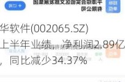 东华软件(002065.SZ)发上半年业绩，净利润2.89亿元，同比减少34.37%