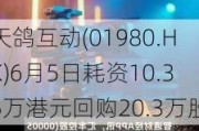 天鸽互动(01980.HK)6月5日耗资10.35万港元回购20.3万股