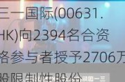 三一国际(00631.HK)向2394名合资格参与者授予2706万股限制性股份