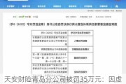 天安财险青岛分公司被罚35万元：因虚构保险中介业务套取费用等