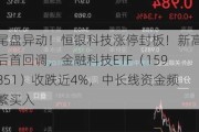 尾盘异动！恒银科技涨停封板！新高后首回调，金融科技ETF（159851）收跌近4%，中长线资金频繁买入