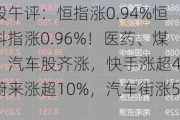 港股午评：恒指涨0.94%恒生科指涨0.96%！医药、煤炭、汽车股齐涨，快手涨超4%，蔚来涨超10%，汽车街涨53%