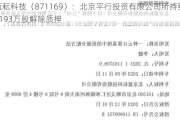 蓝耘科技（871169）：北京平行投资有限公司所持约2193万股解除质押