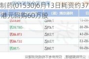 三生制药(01530)6月13日耗资约378.76万港元回购60万股