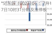 *ST东园（002310）：7月17日10时31分触及涨停板