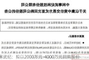 寒武纪：拟以2000万元-4000万元回购股份