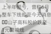 上半年预亏，曾称6月整车下线却至今无消息⋯⋯山子高科股价跌至1元警戒线