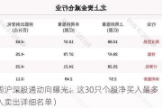 一周沪深股通动向曝光：这30只个股净买入最多（附买入卖出详细名单）