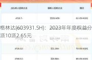 格林达(603931.SH)：2023年年度权益分派10派2.65元