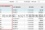 同兴环保：6321万股限售股6月20日解禁