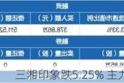 三湘印象跌5.25% 主力净流出529万