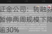 证金公司：转融券暂停两周规模下降逾30%