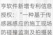 新三板创新层公司道亨软件新增专利信息授权：“一种基于传感器感应的施工现场防碰撞监测及拍摄装置”