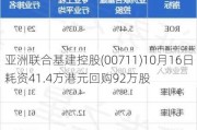 亚洲联合基建控股(00711)10月16日耗资41.4万港元回购92万股