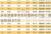 永泰能源董事常胜秋增持40万股，增持金额48.8万元