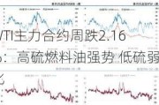 WTI主力合约周跌2.16%：高硫燃料油强势 低硫弱化