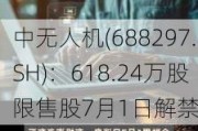 中无人机(6882***.SH)：618.24万股限售股7月1日解禁