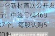 中仑新材首次公开发行：中签号码46807个，每股认购500股