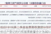 中远海控(01919)第二季度股票期权激励***行权且完成股份过户登记的行权股票数量合计为301.91万股