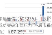 移远通信（603236）：股价成功突破年线压力位-后市看多（涨）（07-29）