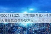 顺络电子(002138.SZ)：目前围绕车载业务领域已开发并大批量供应多类型产品