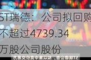 ST瑞德：公司拟回购不超过4739.34万股公司股份