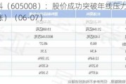 长鸿高科（605008）：股价成功突破年线压力位-后市看多（涨）（06-07）