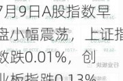 7月9日A股指数早盘小幅震荡，上证指数跌0.01%，创业板指跌0.13%