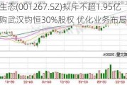 汇绿生态(001267.SZ)拟斥不超1.95亿元收购武汉钧恒30%股权 优化业务布局