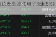 苹果概念股继续走高 高伟电子涨超8%舜宇光学科技涨超5%