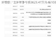 好想你：上半年净亏损3623.47万元 拟10派4元