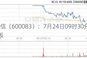 *ST博信（600083）：7月24日09时30分触及涨停板