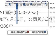 *ST同洲(002052.SZ)：截至6月30日，公司股东总户数为29386户