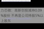 力芯微：高新创投减持0.09%股份 不再是公司持股5%以上股东