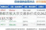 鹏都农牧大宗交易折价成交2620.65万股